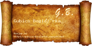 Gubics Boglárka névjegykártya